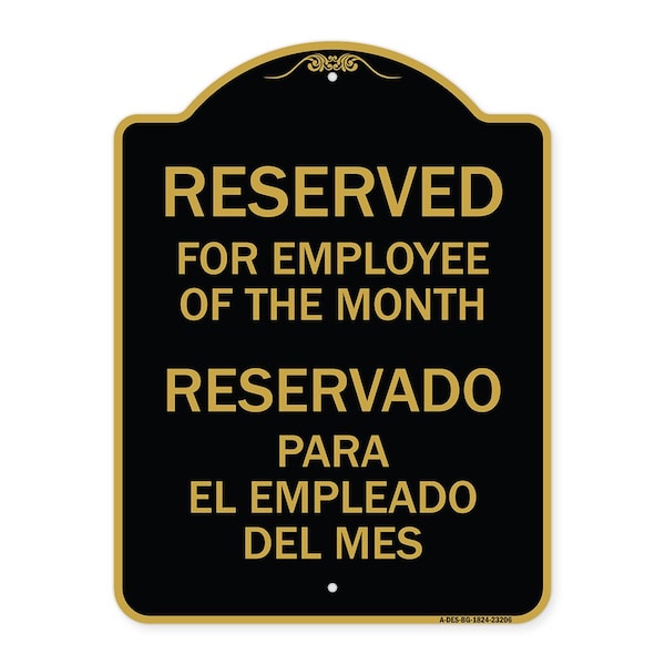Signmission Reserved for Employee of the Month-Reservado Para El Empleado Del Mes, Black & Gold, BG-1824-23206 A-DES-BG-1824-23206 - main